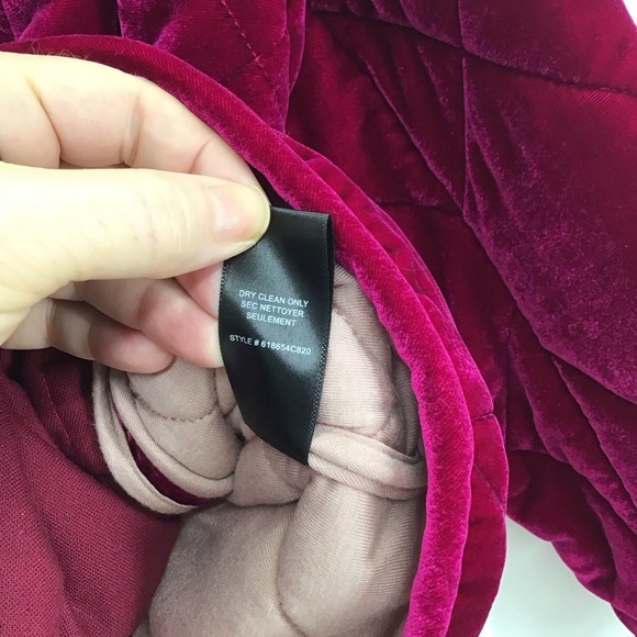 Rebecca Taylor Quilted Velvet Snap-Front Coat Jacket Cranberry Casual Size S - Picture 12 of 12